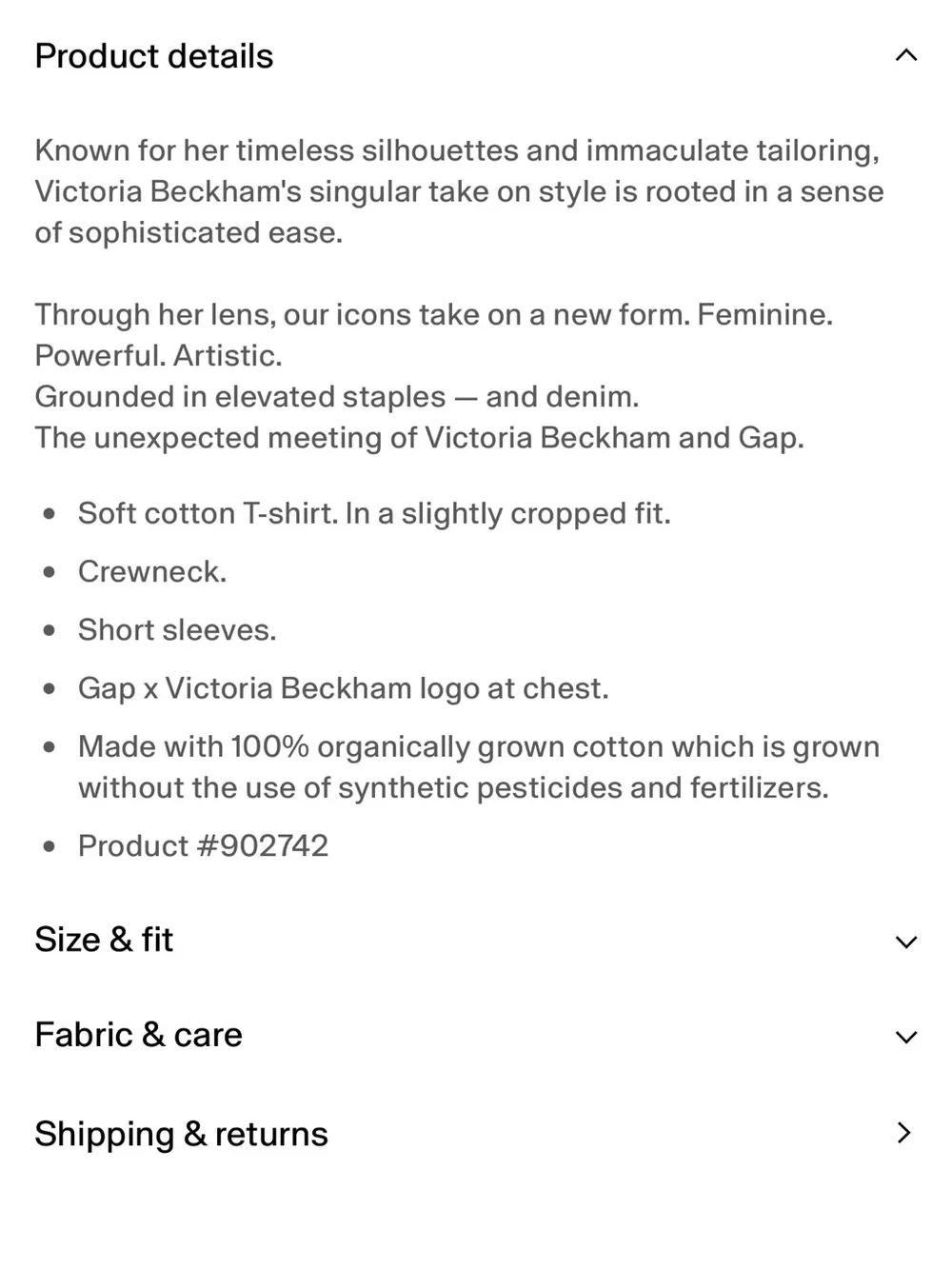 GAP X Victoria Beckham White Short Sleeve Crewneck Tee with Small Logo - Picture 4 of 4